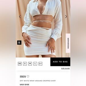 House of Cb Iris Off White Wrap Around Cropped Shirt